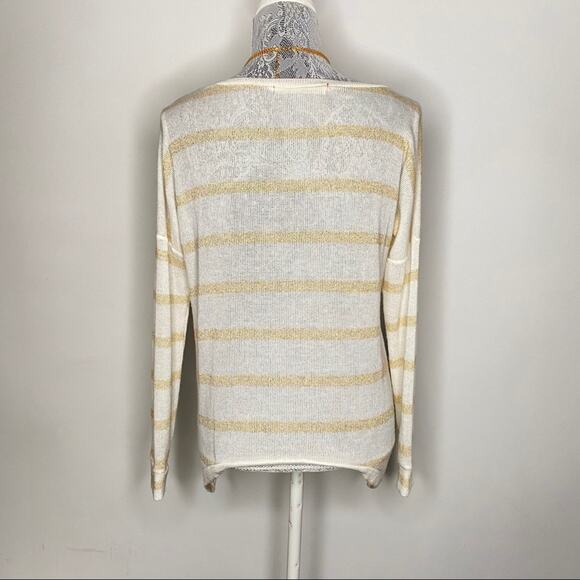 BUCKLE | TEE BY BIG STAR Women's Metallic Striped Shark Bite Hem Sweater Size XS - Picture 3 of 7